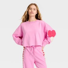 Women's Valentine's Day Patchwork Crewneck Sweatshirt - JoyLab