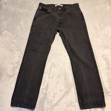 Levis 505 Regular Fit Jeans Mens 36x30 Black Denim Cotton Straight Legs