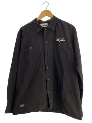 Schott Long-Sleeve Shirt, Size L, Polyester, Black, 3125092 SCHOTT EMB TC L S WO