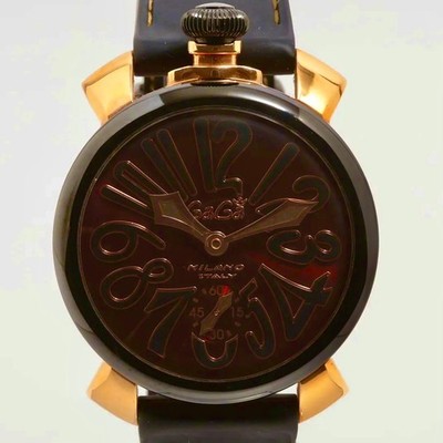 GaGa Milano Manuale 48 5014.02S-BRW Manual Brown Small Second Exhibition Rare