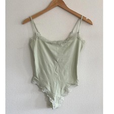Skims Fits Everybody Lace Cami Bodysuit in Spearmint, Size Medium