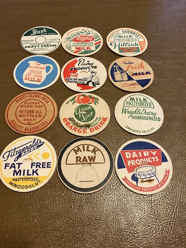 Lot of 12 Milk Bottle Caps 