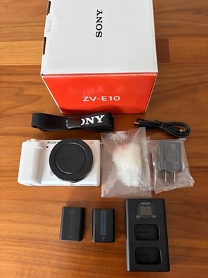 Sony ZV-E10 Mirrorless Camera Body White with Original Box and Accessories