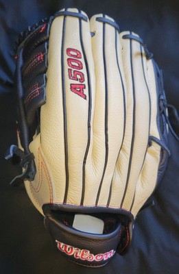 Wilson A500 Baseball Softbal Kids Leather LHT Right Glove Mit Black Tan 12.5 NWT