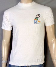 vintage 80s 90s BOOTLEG Embroidered Sewn Spell Out Mickey Mouse T-Shirt sz M