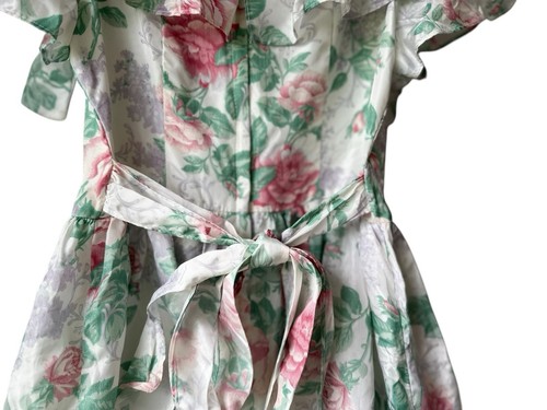Gunne Sax Jessica McClintock Girls 7 Dress Vtg 80's Floral Puff Sleeve Taffeta - Picture 8 of 14