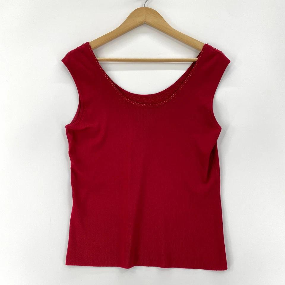 Camiseta sin mangas Michelle Nicole para mujer con cuentas XL roja brillante fiesta glamour Foto 2 de 4