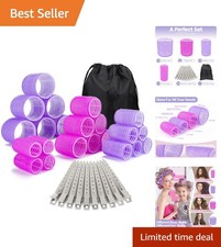 Complete 33-Piece Heatless Hair Rollers - Self Grip for Long Short Hair Styles
