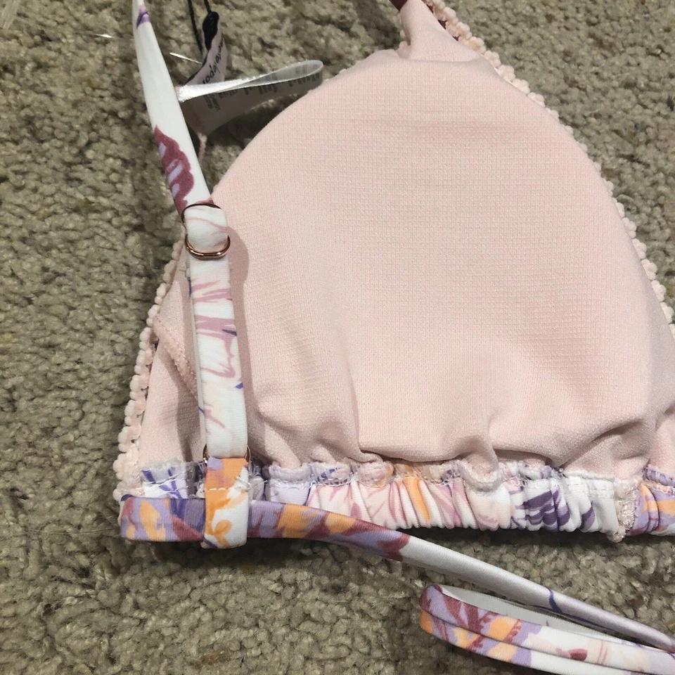 Conjunto de Bikini Ajustable Nanette Lepore Azalea Floral Talla 8 Rosa Púrpura *NUEVO* Z22 Foto 4 de 4
