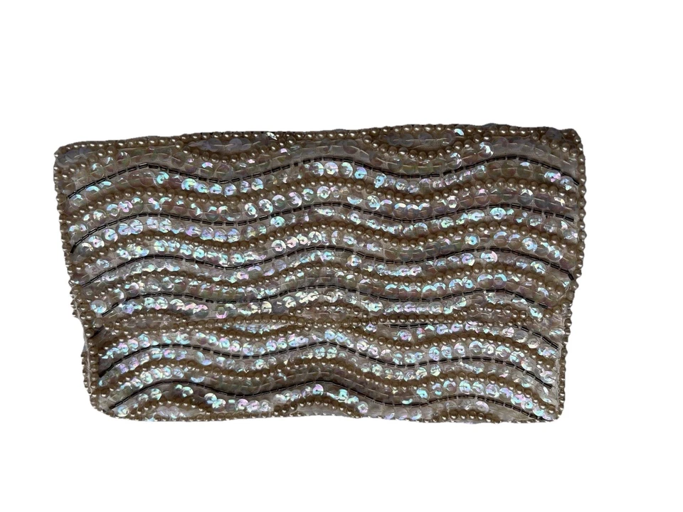 Vtg iridescent Beaded Sequin Mini Bag Sharonee Evening Formal Wedding 60s Japan - Image 4 of 4
