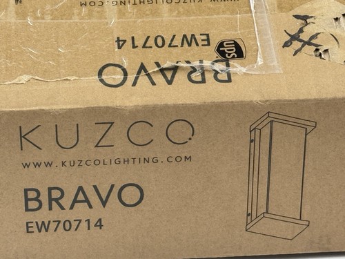 Set/2 Kuzco Bravo 14" LED Exterior Wall Sconce, Black/Frosted PC - EW70714-BK - Picture 3 of 8