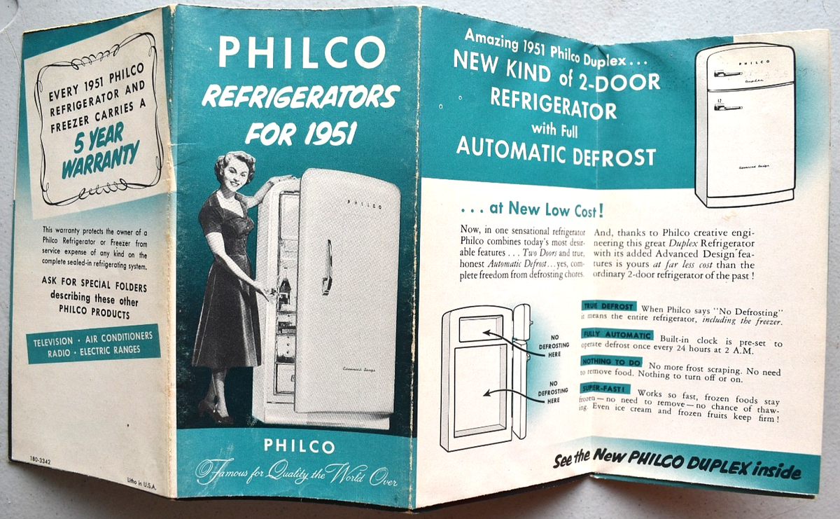 PHILCO Refrigerators Vintage 1951 Brochure 1950's Models | eBay