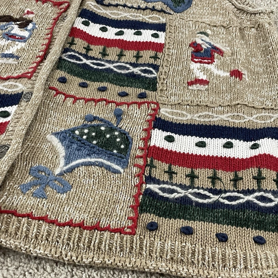 Chaleco Suéter Abuela Vintage Mujeres 2X Casa de Navidad Patín sobre Hielo Vacaciones E275 Foto 3 de 4