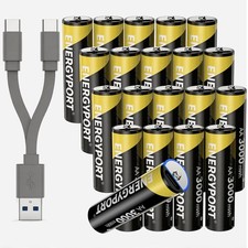 20Pcs USB C Rechargeable AA Battery 1.5V Li-ion 3000mWh Cable for Home Devices