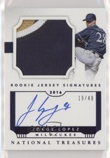 2016 Panini National Treasures Purple 19/49 Jorge Lopez #RJSV-JO Auto 5w7