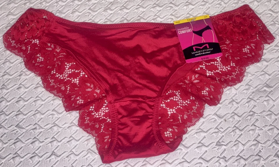 Panty Tanga MAIDENFORM Comfort Devotion Rojo Rosa Dorado Encaje Trasero Mujer M 6 XL 8 Foto 4 de 4