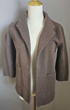 Quince XS Open Front Knit Blazer Cardigan 100% Organic Cotton Brown Sustainable 