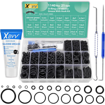 #ad 1140 Pcs 21 Size Faucet O Ring Assortment Kit with Food Grade Silicone Grease Lu $21.71