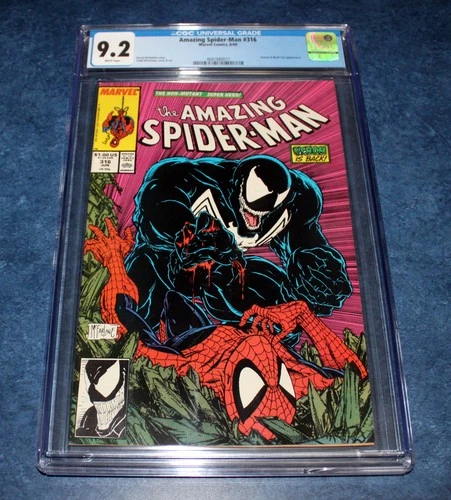 AMAZING SPIDER-MAN #316 CGC 9.2 Todd McFarlane Classic Venom Cover 1989 MARVEL