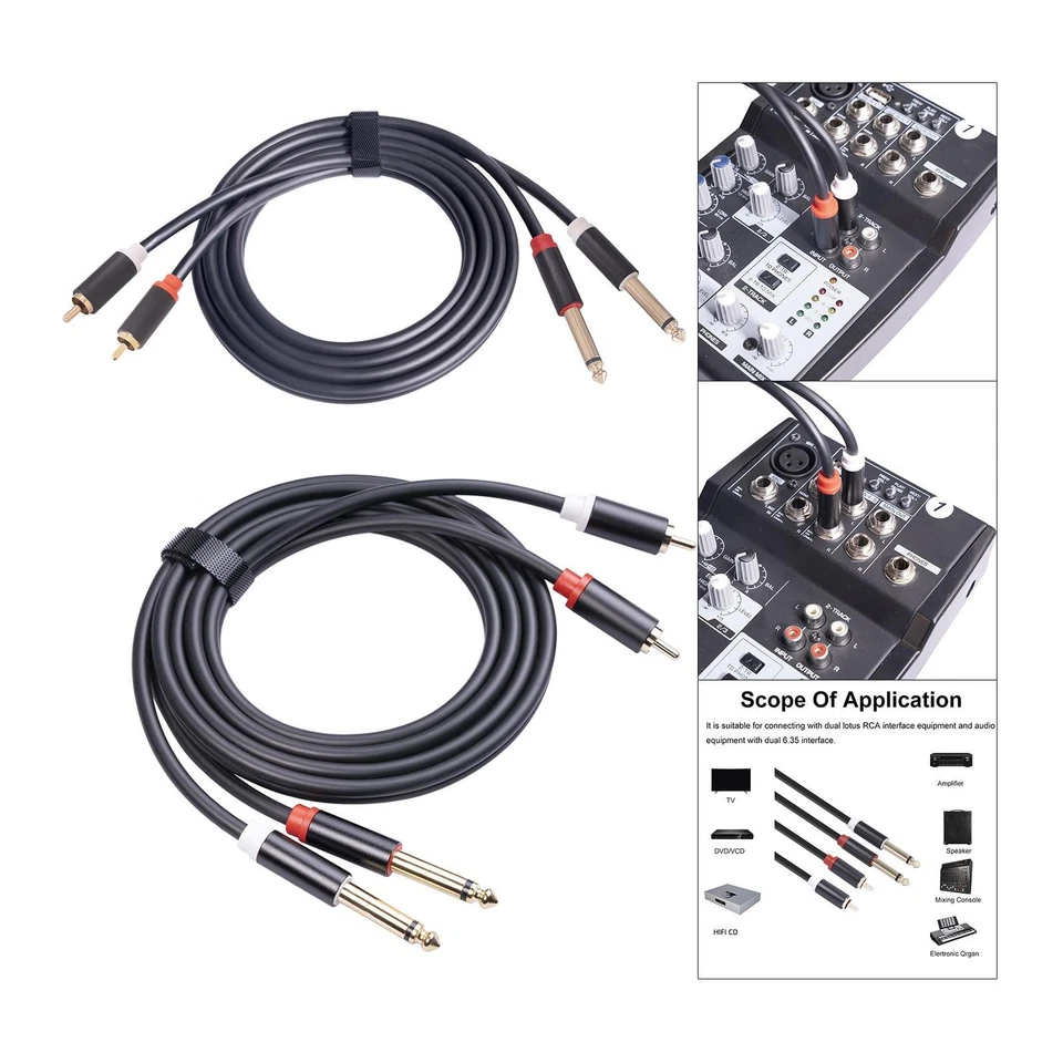 Câble audio convertisseur RCA double 6,35 mm mâle-mâle - Photo 1/1