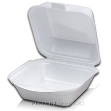 500 Hamburgerboxen 13,5x12,5x7cm weiß Hamburgerschalen Snackbox Menüschalen XPS