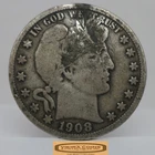 1908-S Barber Silver Half Dollar, Damaged - #C59385NQ