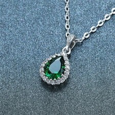 2.56 Ct Pear Cut Emerald Pendant Wedding pendant 14K Solid White Gold