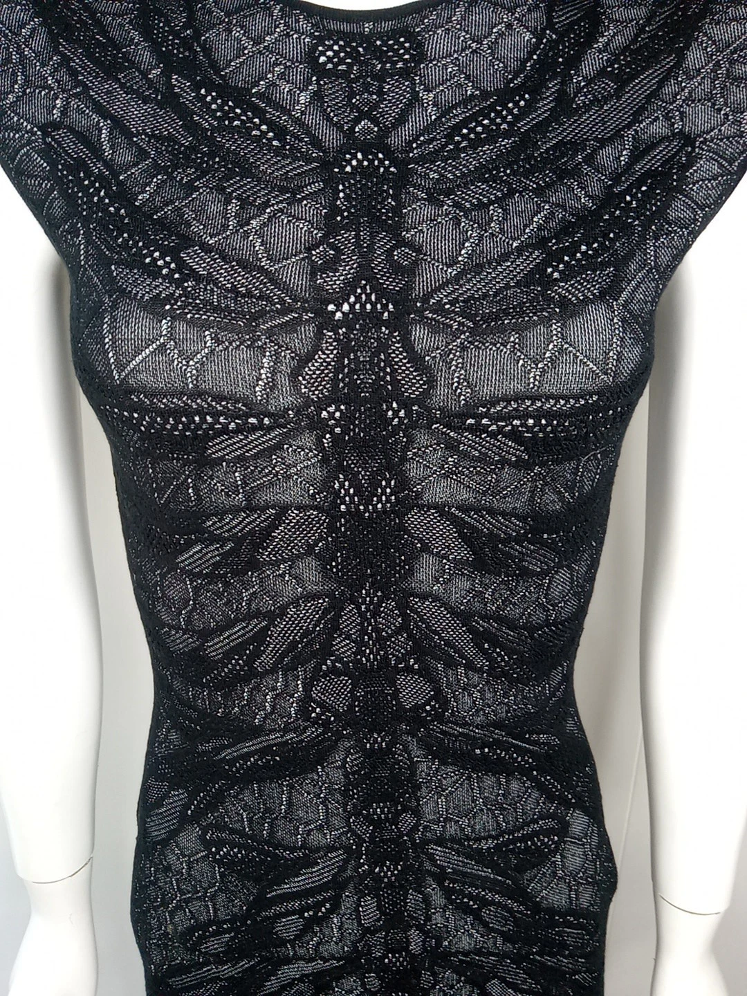 Abito BodyCon Alexander McQueen Monocromatico Intarsiato Maglia Libellula Taglia L