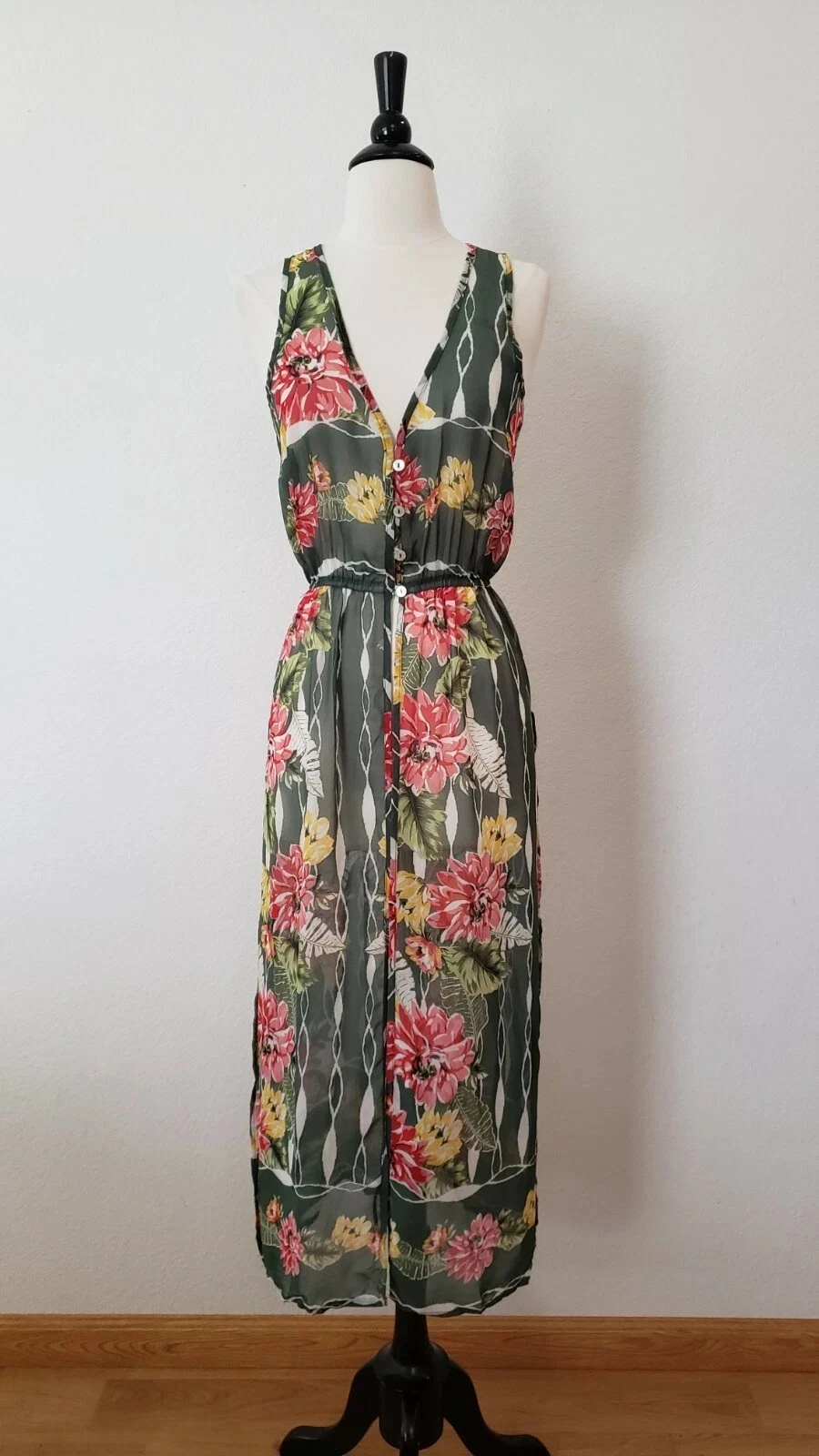 Anthropologie Top New Size Medium Kimono Tropical Vacation Holiday Sheer Retro