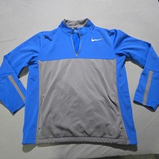 Nike Golf Therma-FIT Mens Large Blue Grey Quarter Zip Pullover Sweatshirt Large