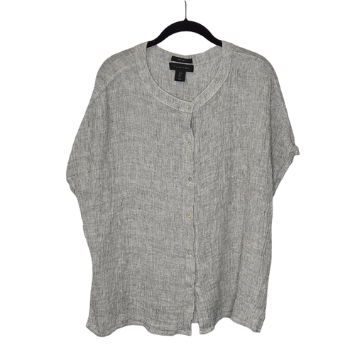 TAHARI 100% Linen Short Sleeve Boxy Fit 