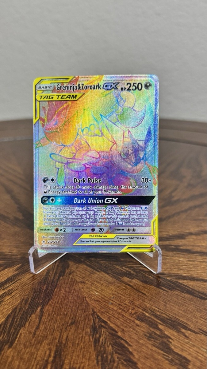Greninja & Zoroark GX - Tag Team Rainbow Rare 222/214 - Unbroken