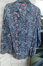 Thea plus,,,Bluse ,Hemdbluse , blauer Farbmix ,Baumwolle, Gr 50/52/54