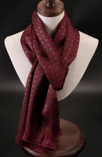 100% Silk  Satin Scarf men women neckerchief Wrap plaid red dark QS175-8