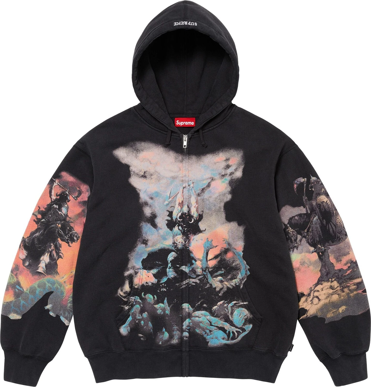 Sweat à capuche zippé Supreme Frazetta noir (taille XL)