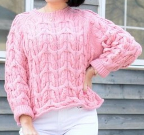 Zara Knit Size S Pink Chunky Braided 