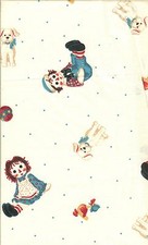 VINTAGE RAGGEDY ANN/ANDY TOSSED TOYS COTTON FABRIC FQ - 18"X22"
