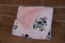 BABY Blanket DISNEY BABY Minnie MOUSE Pink White Stripe Flower Retro Look Sherpa