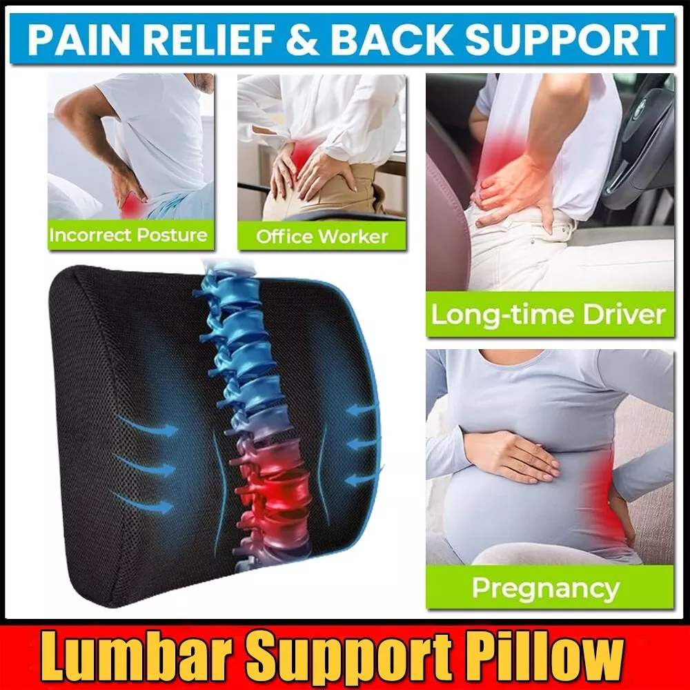 Lumbar Support Pillow For Chair Car Seat Memory Foam Adjustable Strap Brand USA