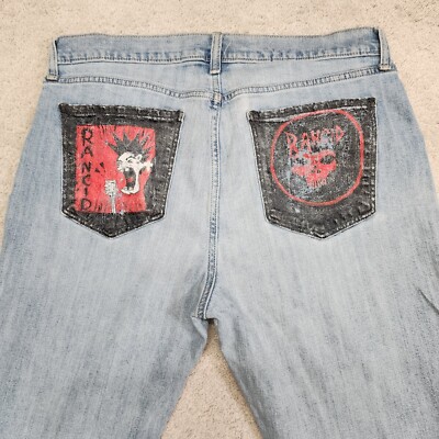 Rancid Band Album Women's boyfriend jeans Distressed mid rise Sz12