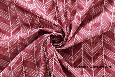 Indian Hand Printed Cotton Maroon Fabric Running Sewing Loose Craft 10 Yards