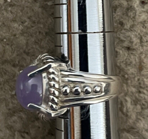 Size 7 Judith Ripka Lavender Jadeite Jade Sterling Silver Ring - Picture 3 of 4