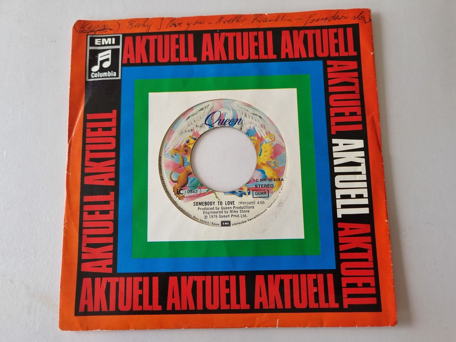 Queen/ Freddie Mercury - Somebody To Love 7'' Vinyl/ READ FOR CONDITION!