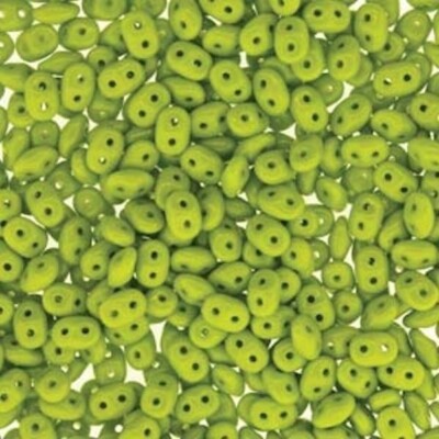 Czech Glass Opaque Green 2.5x5mm Super Duo Beads with 0.8mm Hole 24 Grams(330)