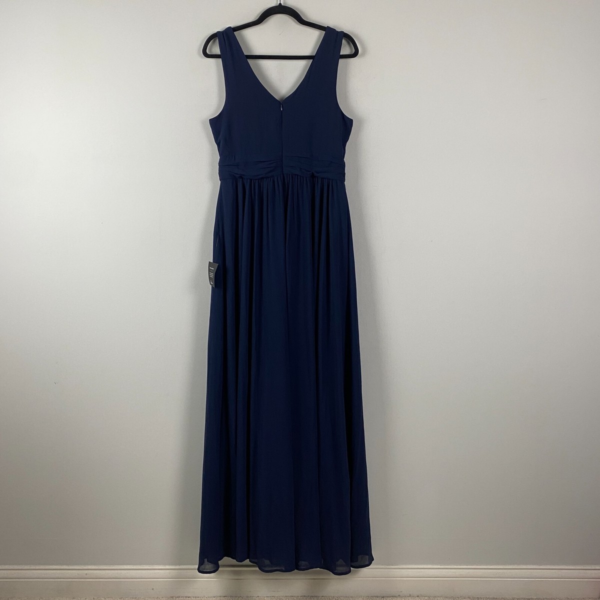 thoughts of hue navy blue surplice maxi dress Lulus Thoughts of Hue Navy Blue Surplice Maxi Dress Size Large Slit Front