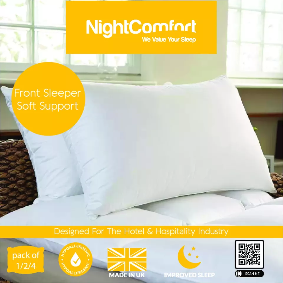 NightComfort Hotel Quality Pillow Poly Cotton - Multi Pack Soft Medium Firm - Image 2 of 4