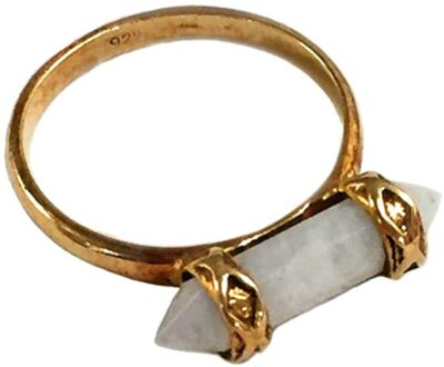 Katie Diamond - Moonstone 18k Gold-Plated Misa Ring, Size 6, New with Tags