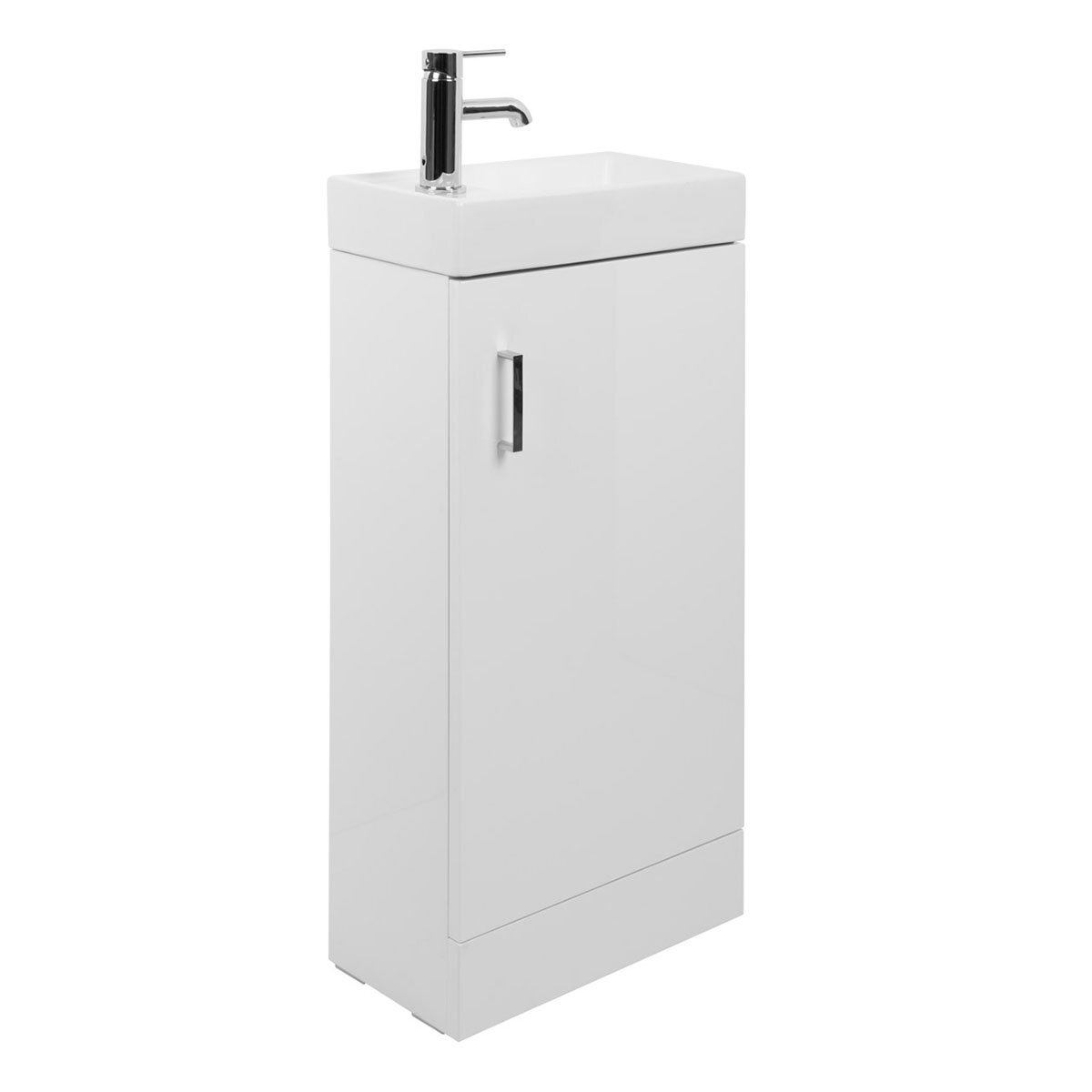 400mm Floor Standing Cloakroom Slim Vanity Unit White Cabinet Ceramic Basin Sink