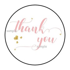 30 THANK YOU ENVELOPE SEALS LABELS STICKERS 1.5" ROUND HEARTS GIFTS TAGS