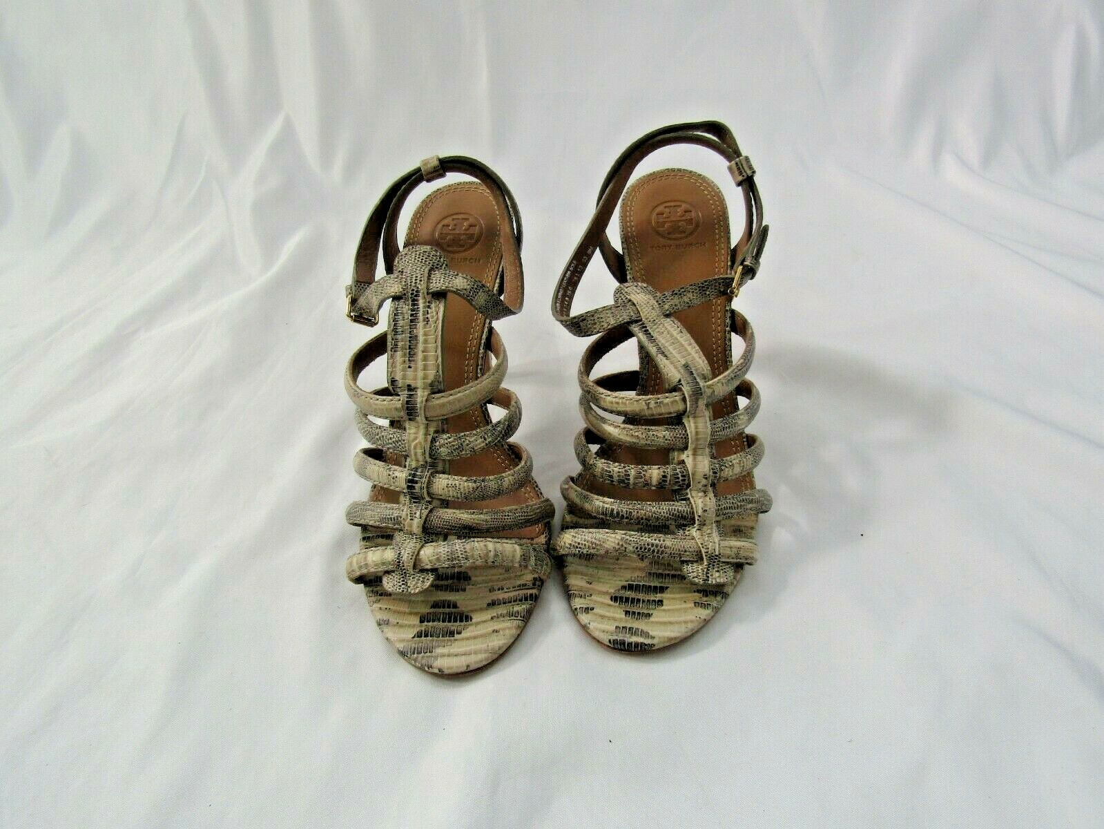 Tory Burch Python Embossed Leather Ankle Strap Si… - image 2